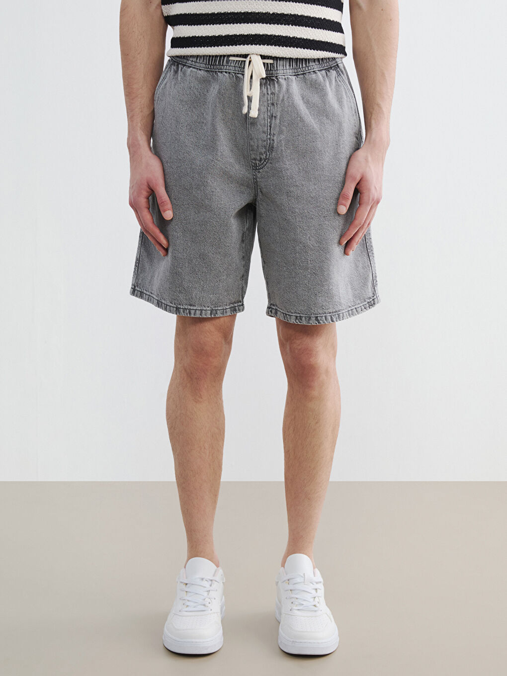 Man GREY Denim Shorts-1