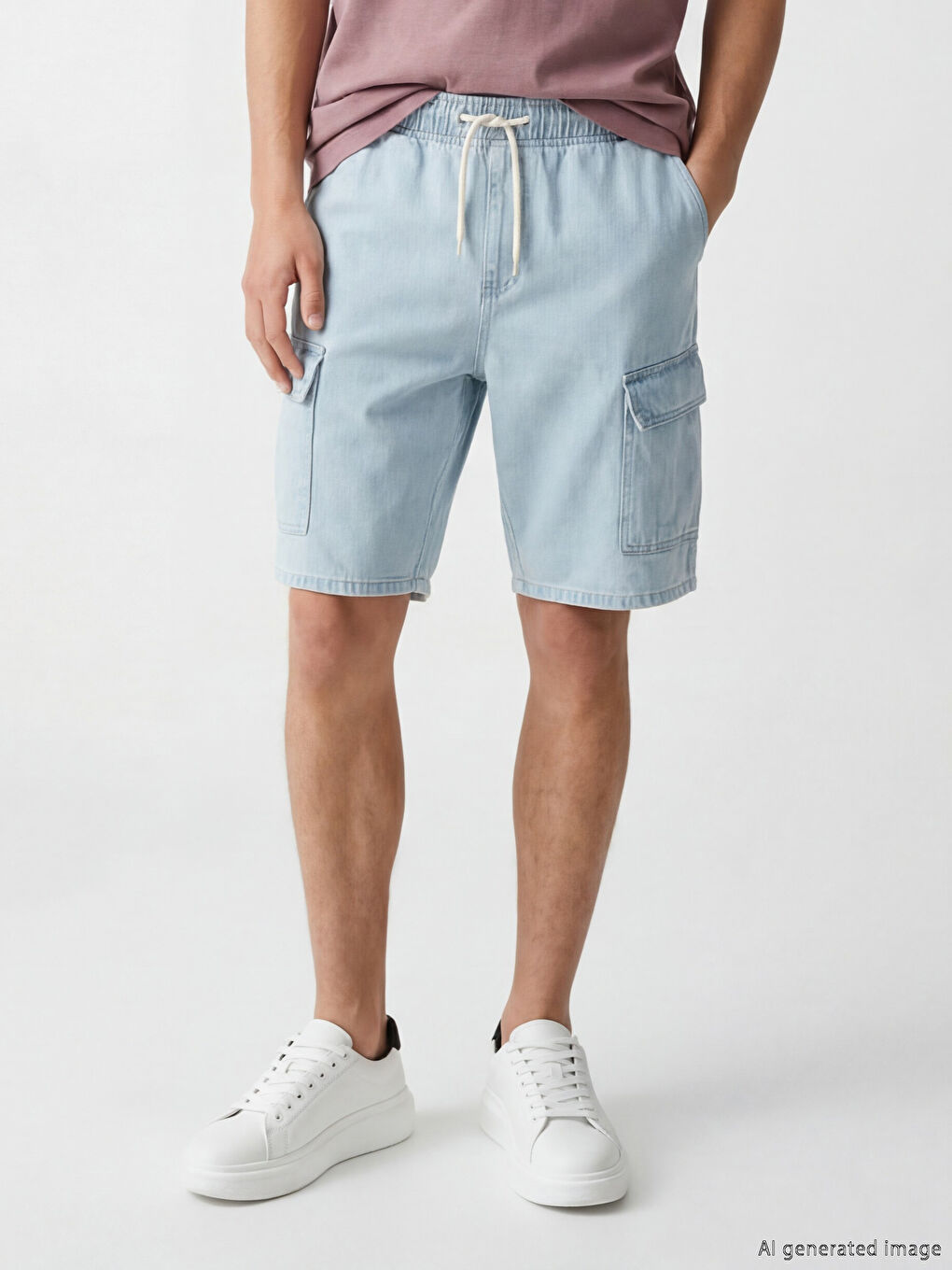Regular Fit Cargo Pocket Men's Denim Shorts-1