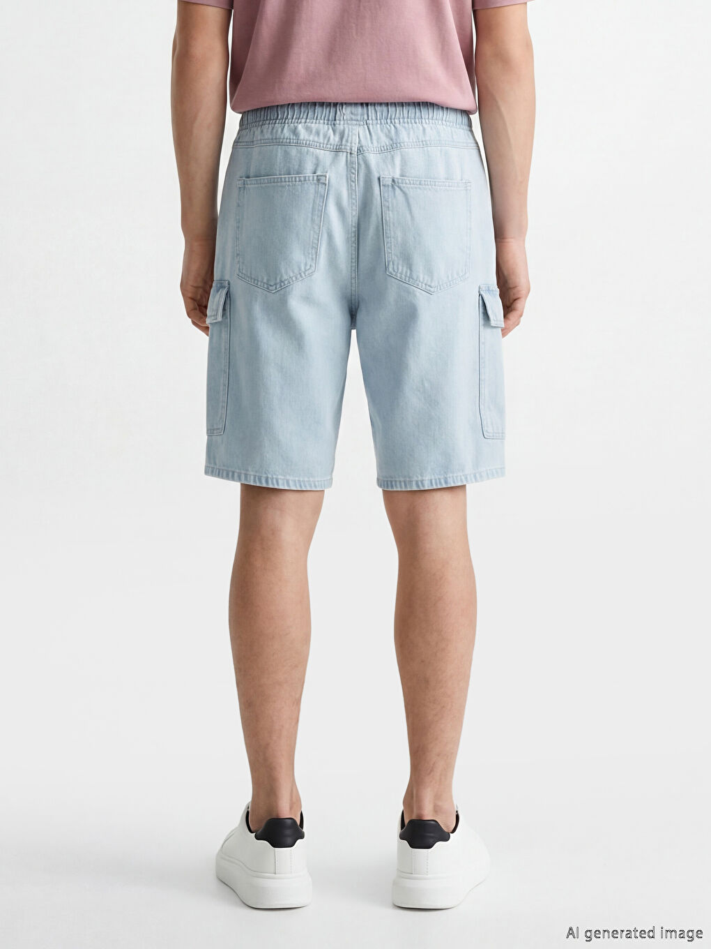 Regular Fit Cargo Pocket Men's Denim Shorts-2