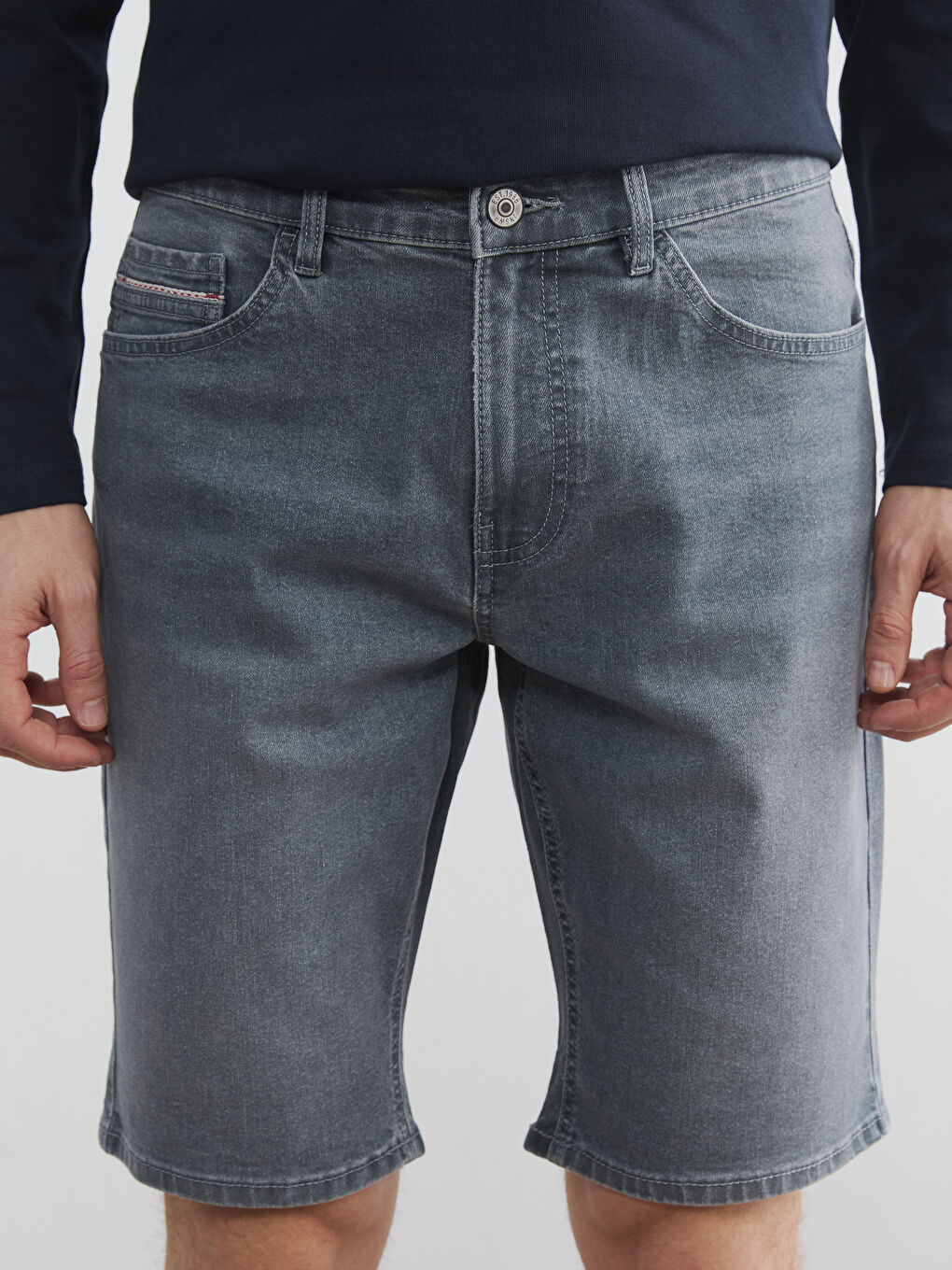 Мъж Сиво Къси дънкови панталони-2