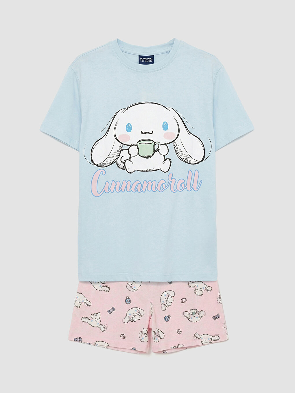 Mavi Cinnamoroll Baskılı Kız Çocuk Şortlu Pijama Takımı