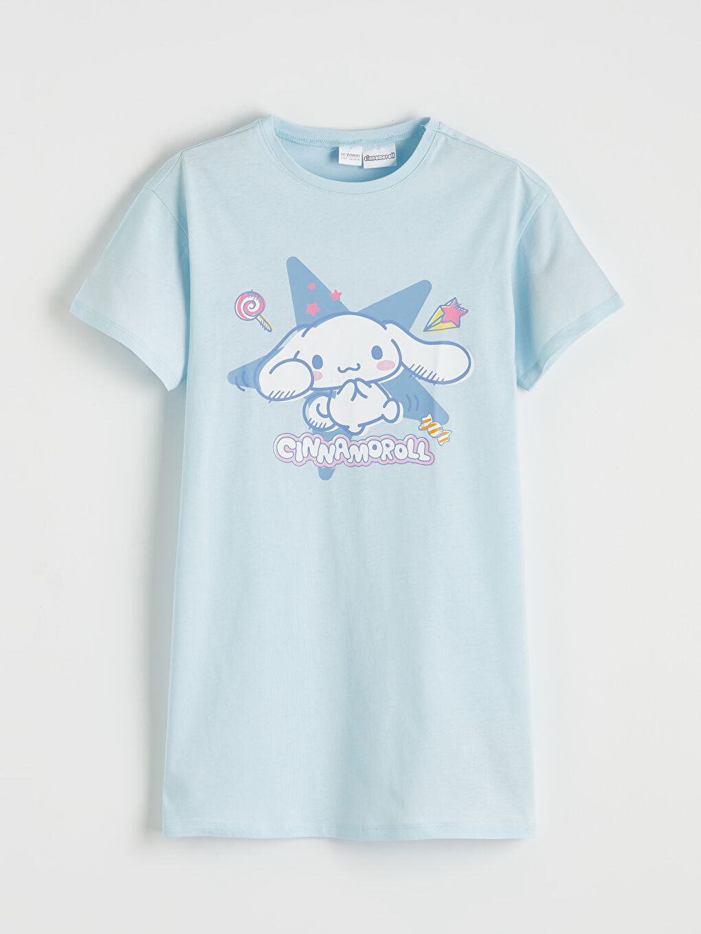 Mavi Bisiklet Yaka Cinnamoroll Baskılı Kız Çocuk Gecelik