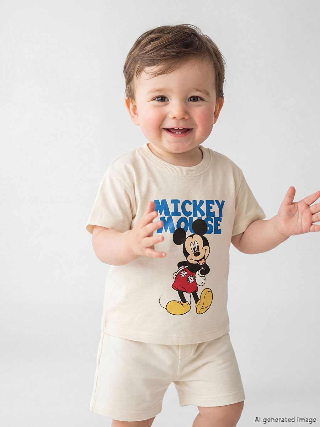 микки маус принтті сәби ұлдарға арналған футболка