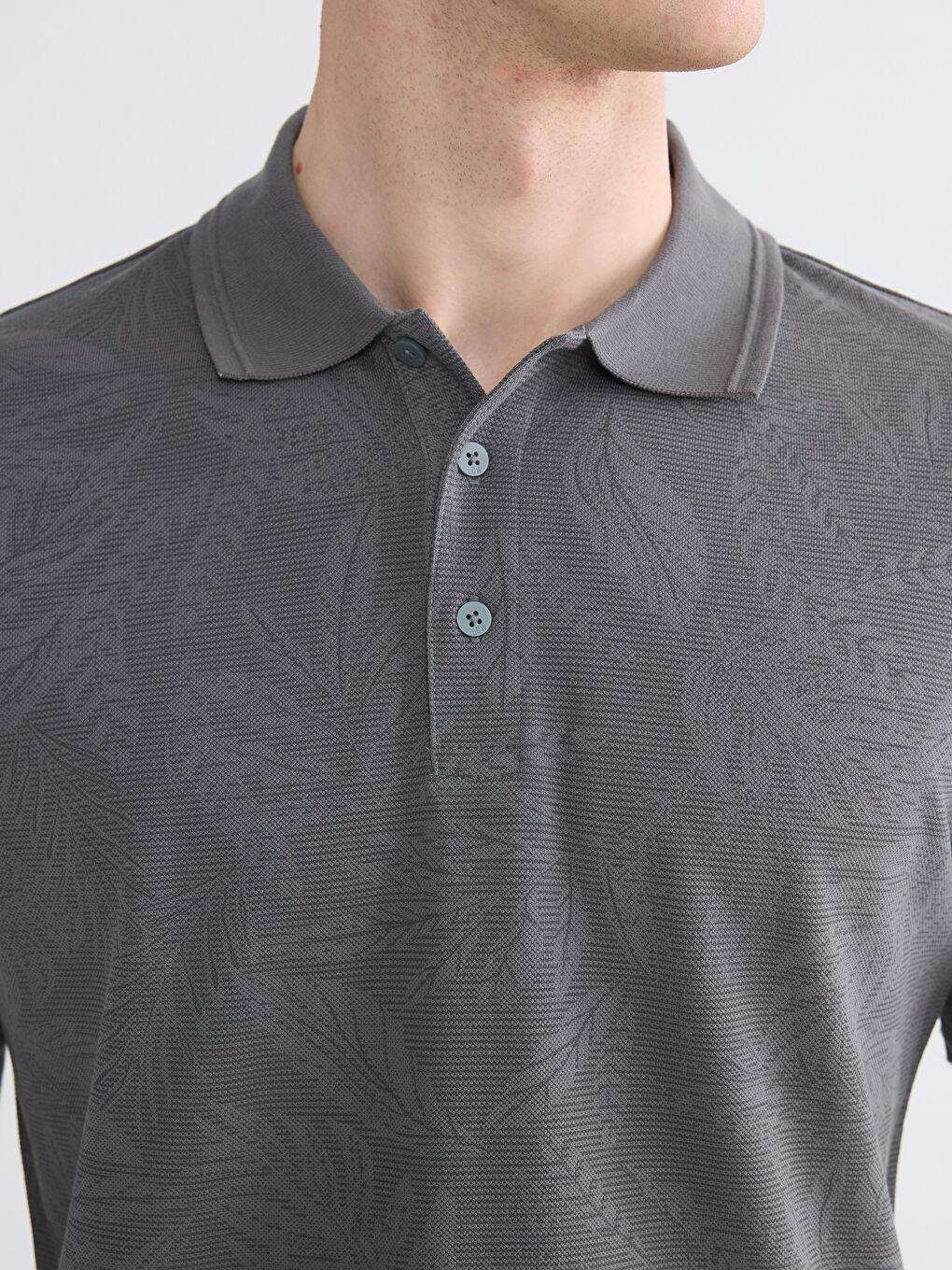 Polo Collar Patterned Pique Men's T-Shirt-2