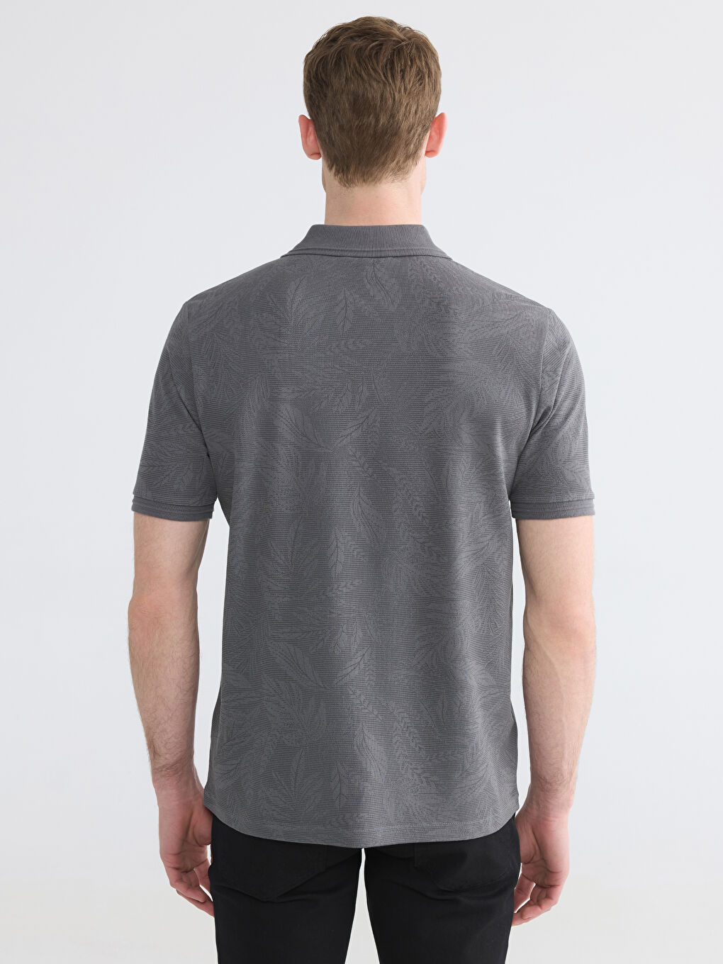 Polo Collar Patterned Pique Men's T-Shirt-3