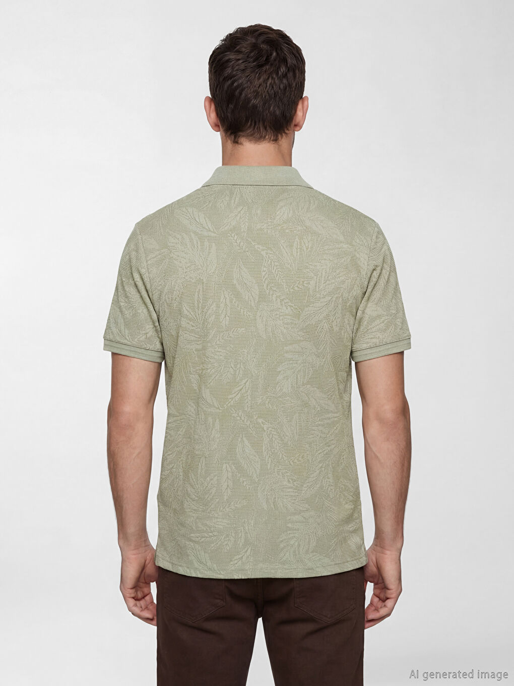 Haki Polo Yaka Desenli Pike Erkek Tişört-3