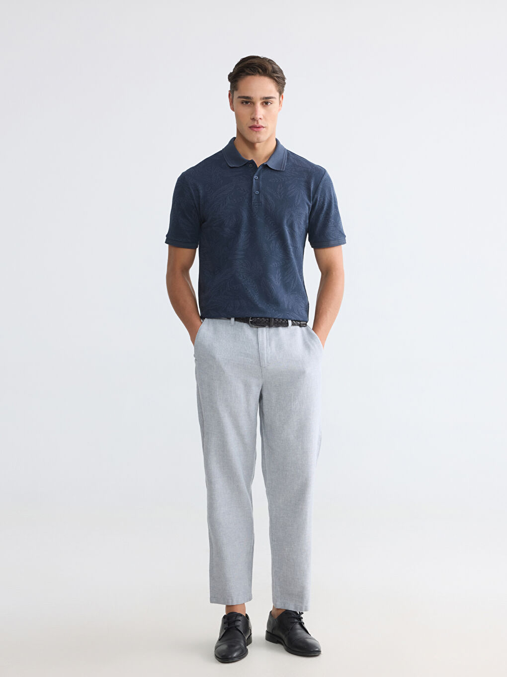 Polo Collar Patterned Pique Men's T-Shirt-1