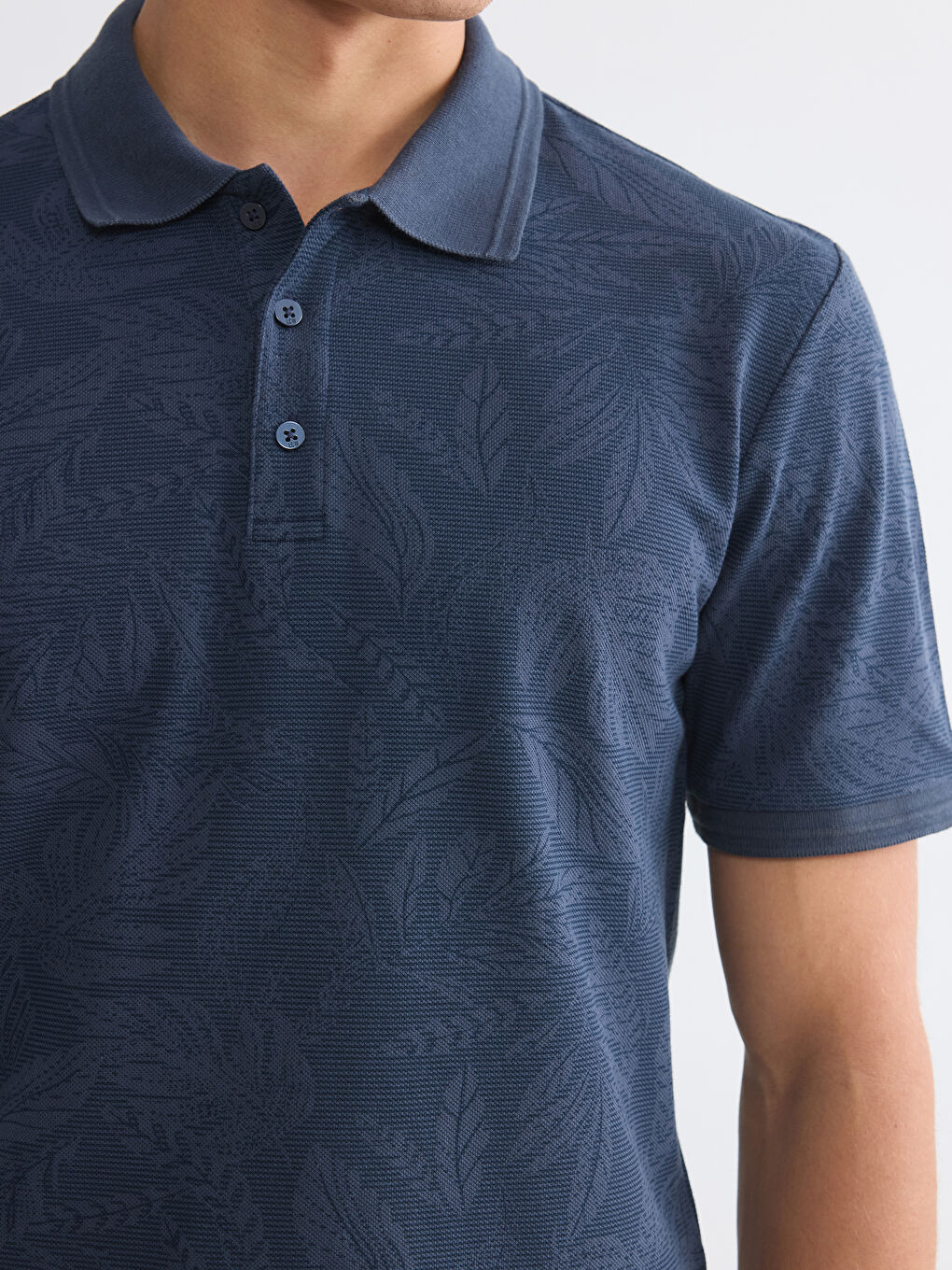 Polo Collar Patterned Pique Men's T-Shirt-2