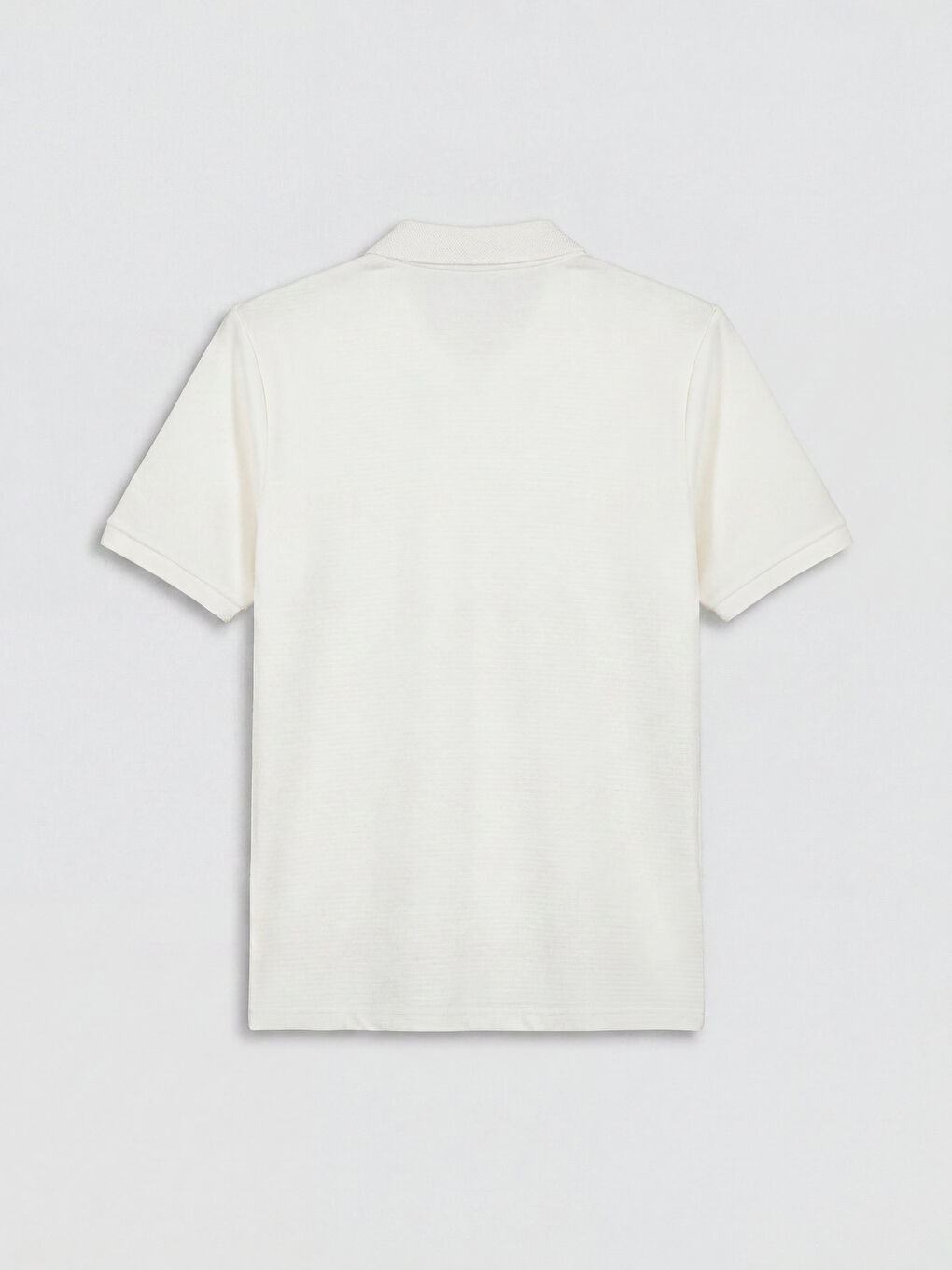 Beyaz Polo Yaka Dokulu Erkek Tişört-1