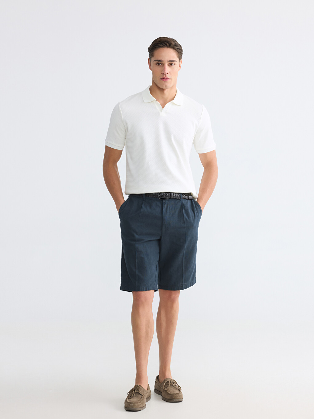 Polo Collar Textured Men's T-Shirt-1