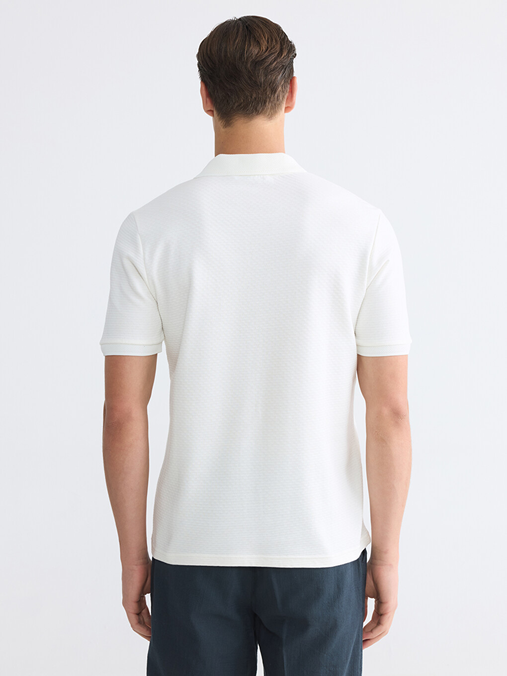 Polo Collar Textured Men's T-Shirt-3