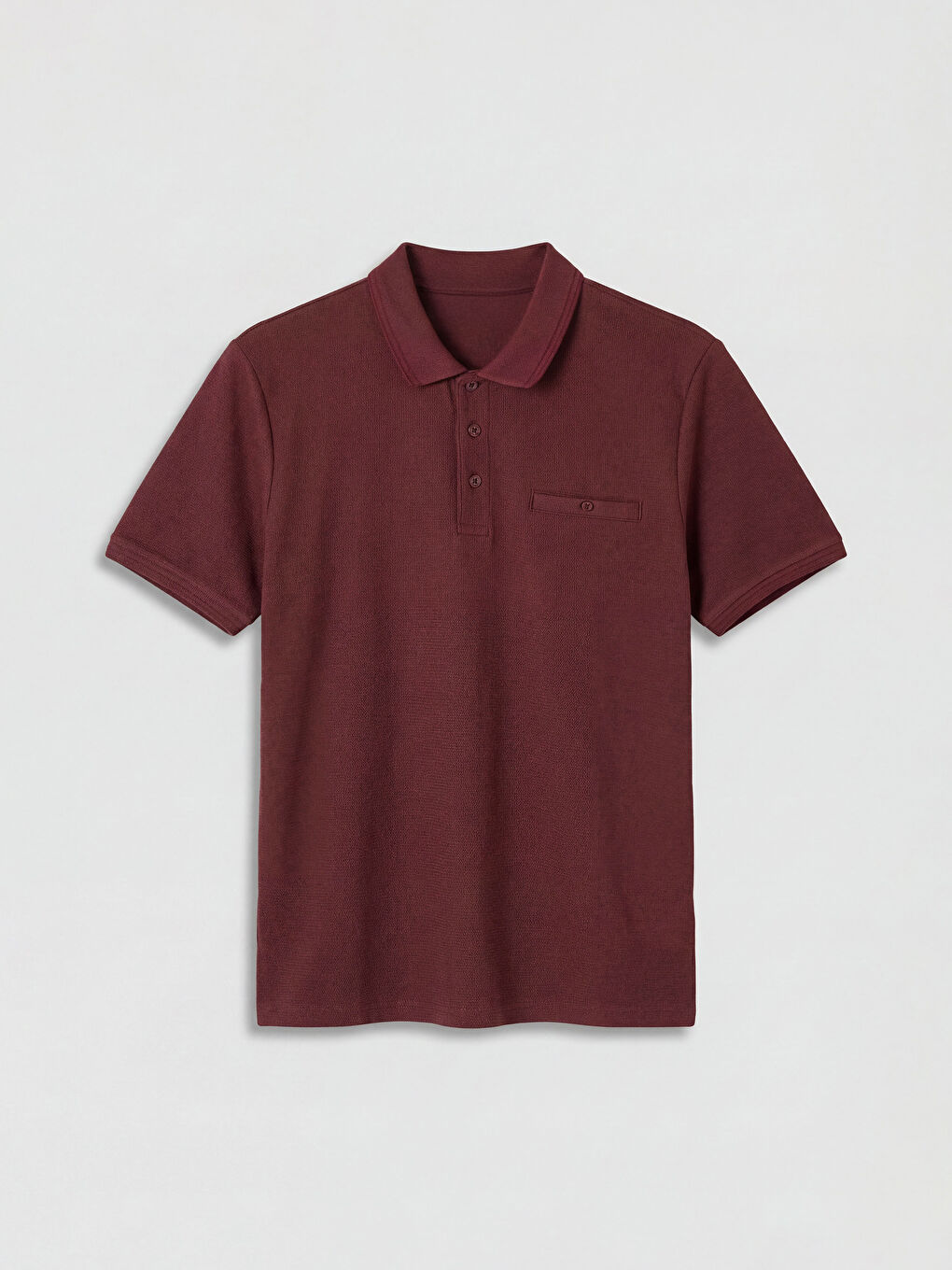 Bordo Polo Yaka Strüktürlü Erkek Tişört