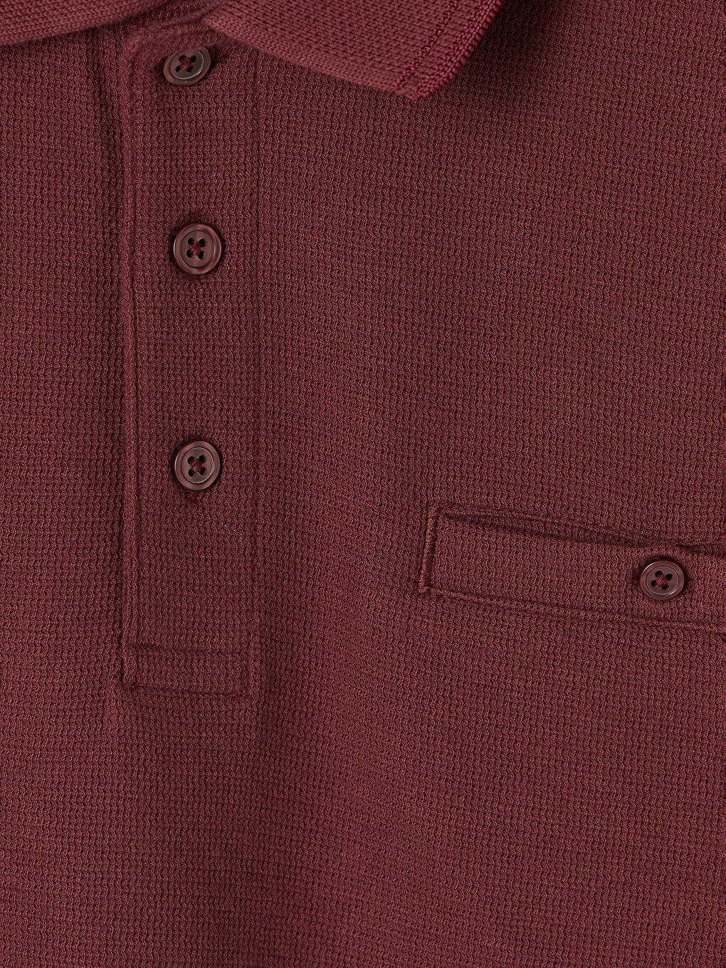 Bordo Polo Yaka Strüktürlü Erkek Tişört-2