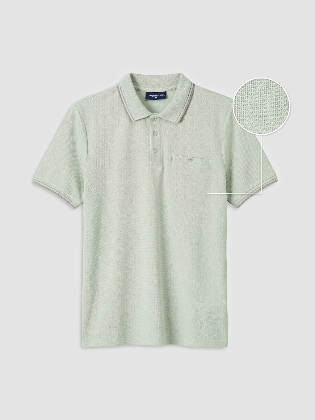 Yeşil Polo Yaka Strüktürlü Erkek Tişört