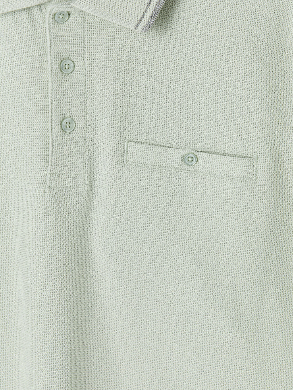 Yeşil Polo Yaka Strüktürlü Erkek Tişört-2