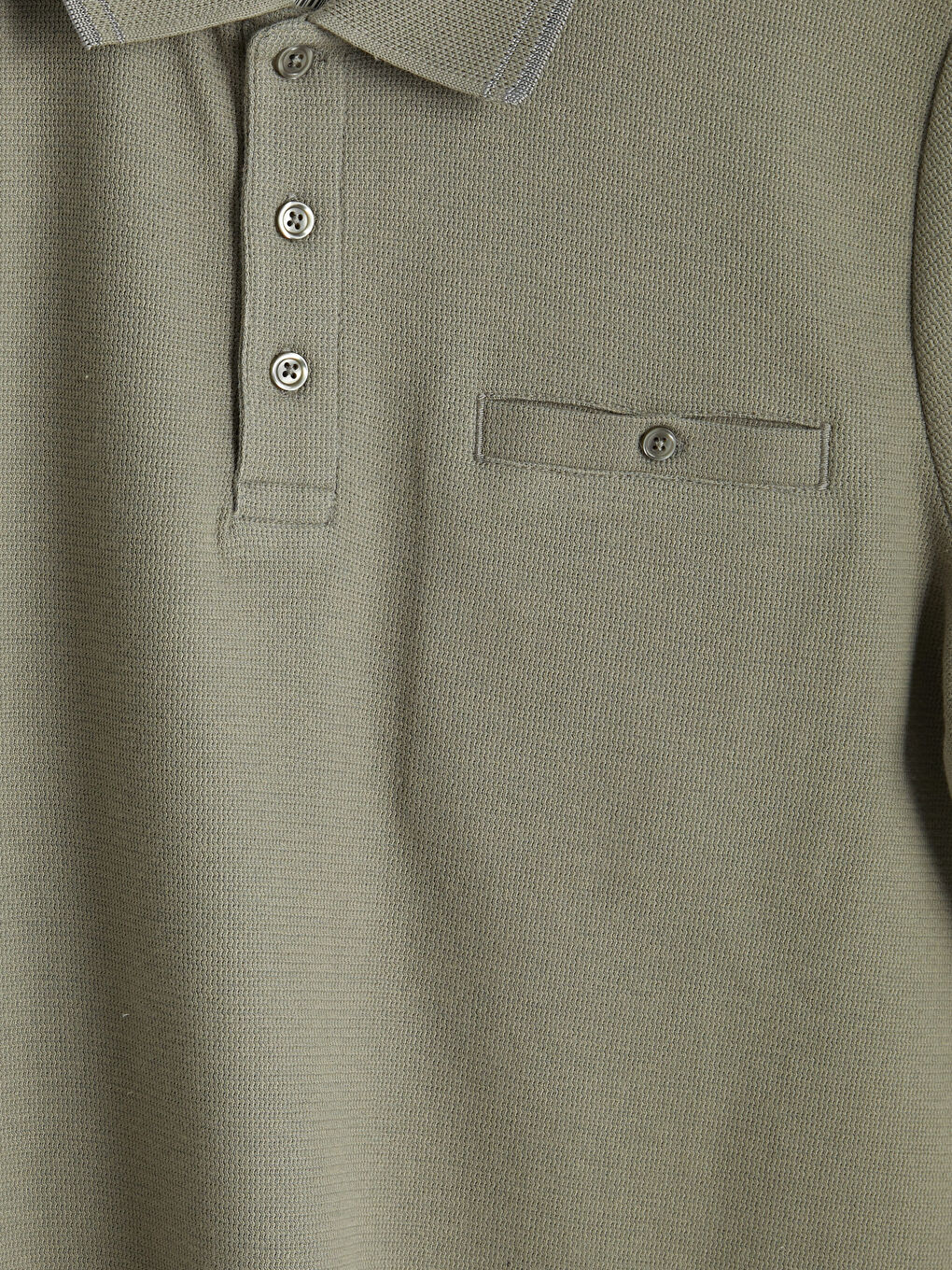 Gri Polo Yaka Strüktürlü Erkek Tişört-2