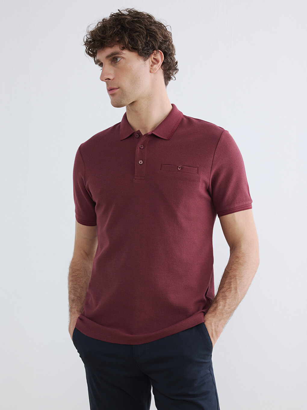 Polo Collar Structured Men's T-Shirt