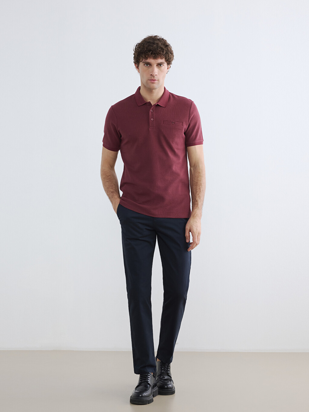 Polo Collar Structured Men's T-Shirt-1