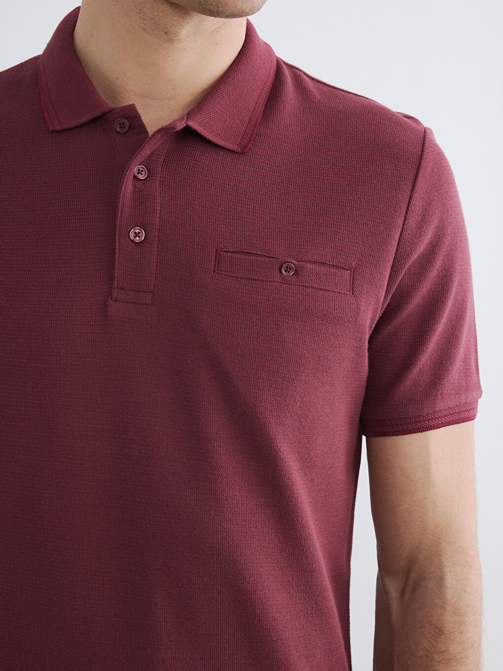 Polo Collar Structured Men's T-Shirt-2