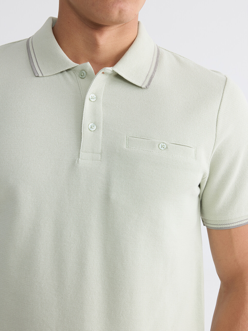 Polo Collar Structured Men's T-Shirt-2
