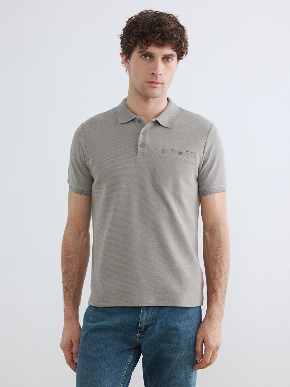Polo Collar Structured Men's T-Shirt