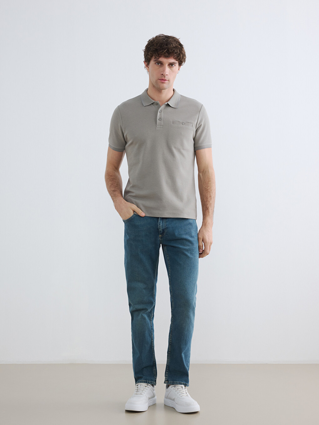 Polo Collar Structured Men's T-Shirt-1