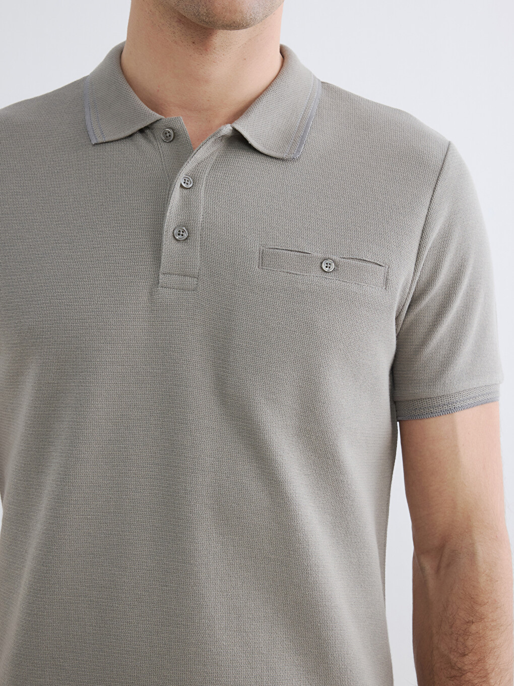 Polo Collar Structured Men's T-Shirt-2