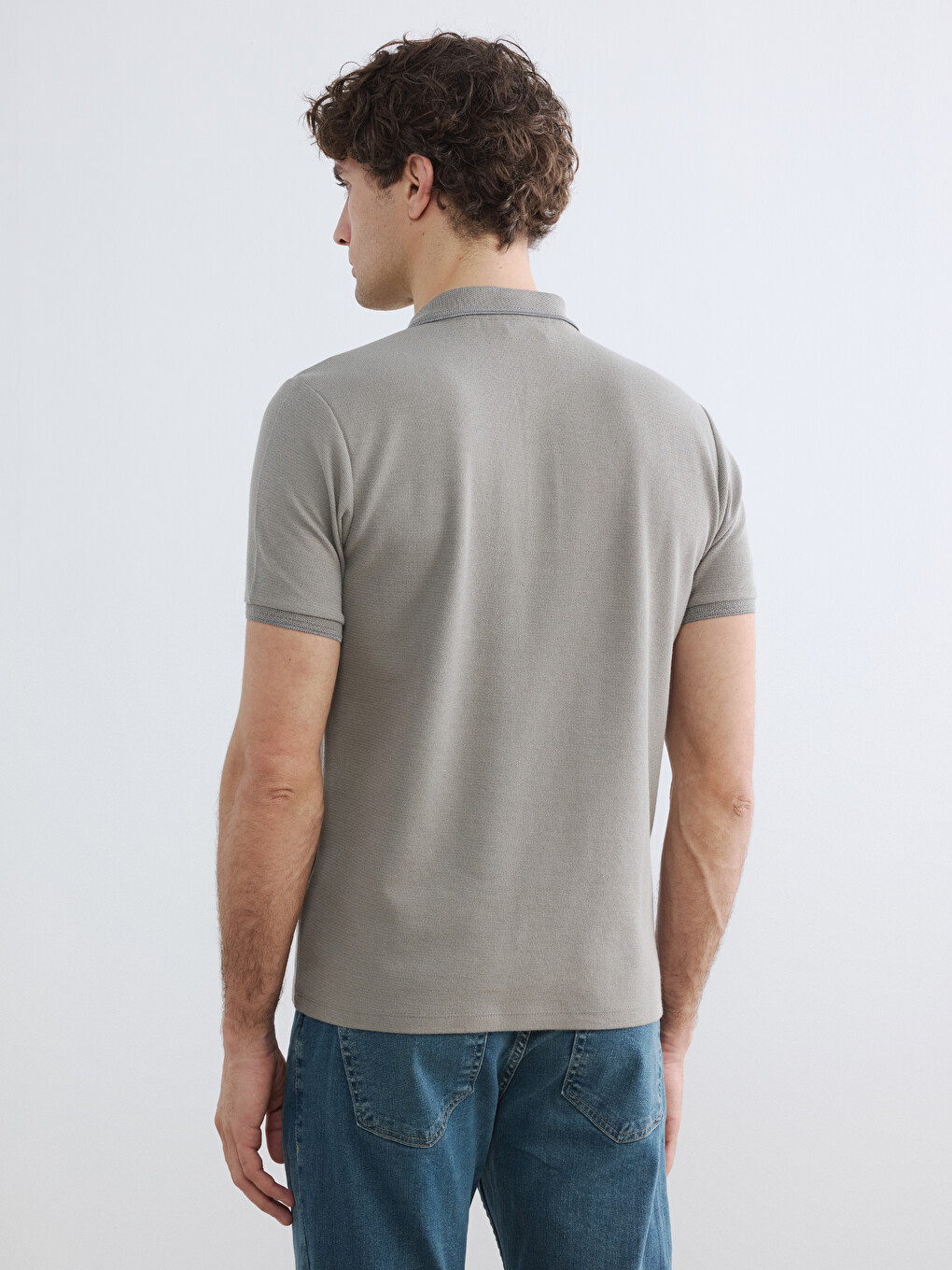 Polo Collar Structured Men's T-Shirt-3