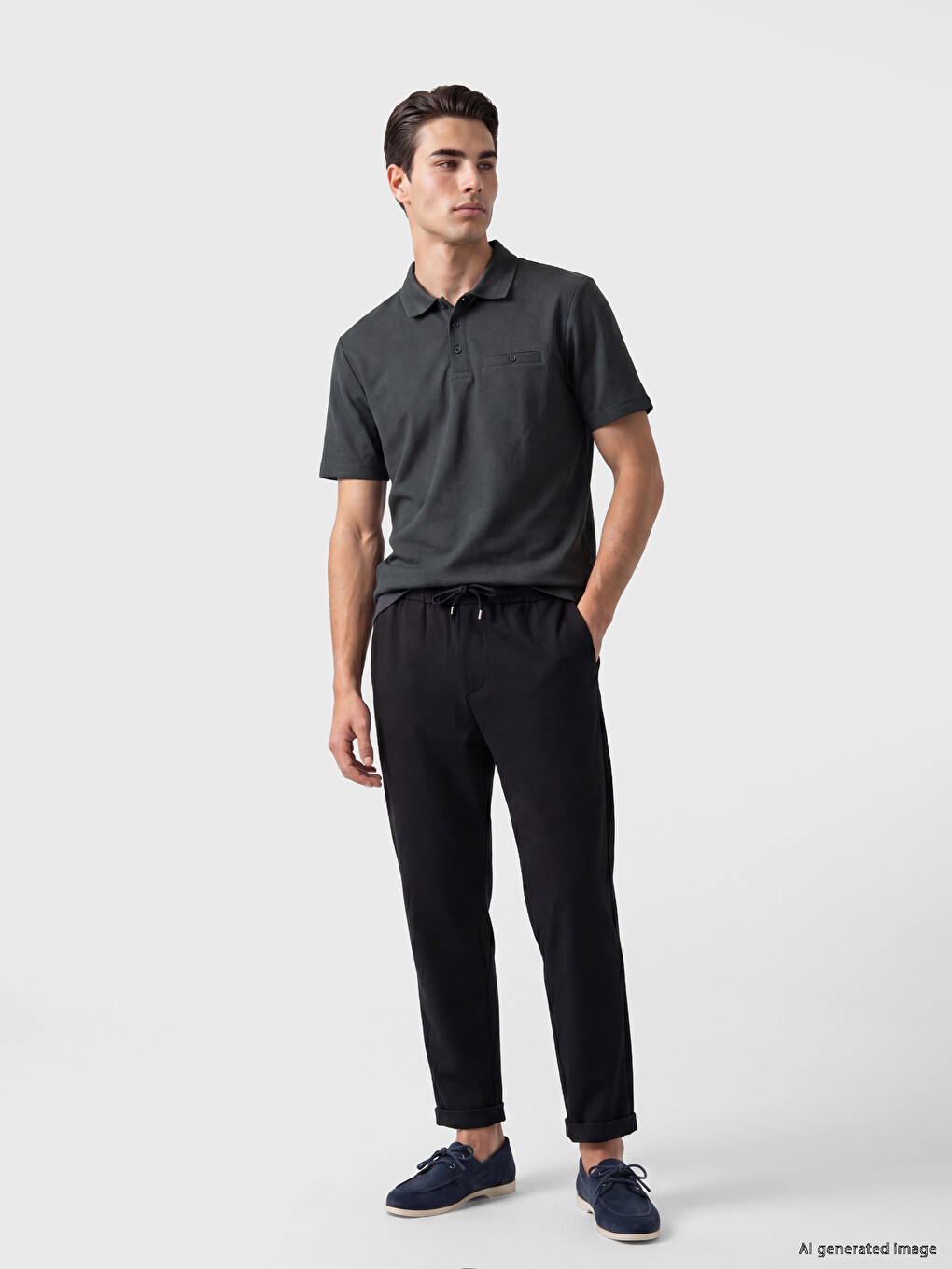 Polo Collar Textured Men's T-Shirt-1