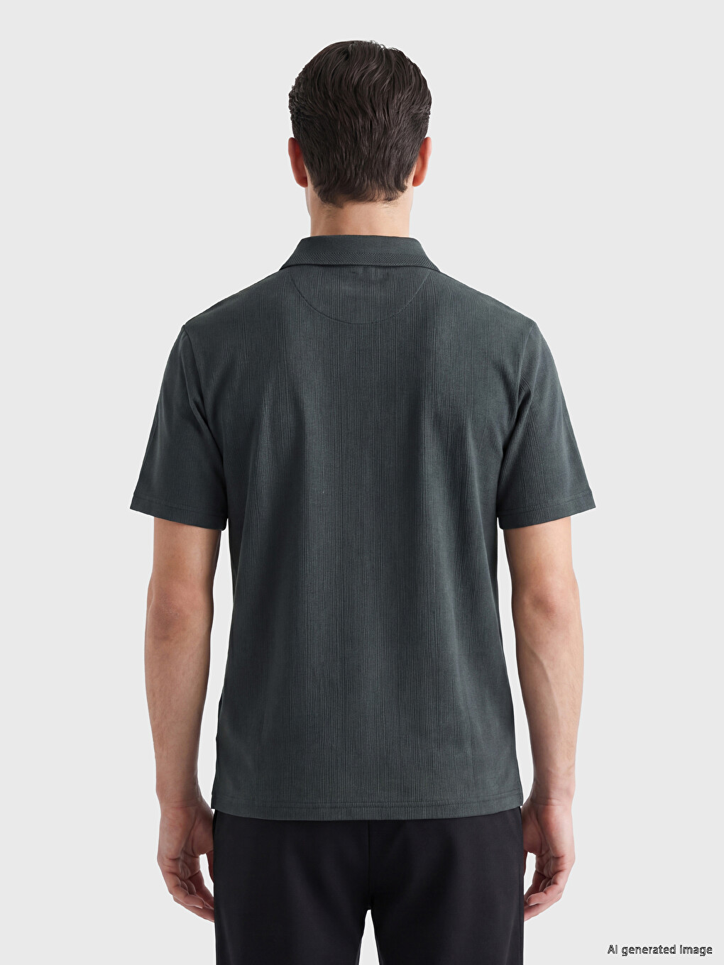 Polo Collar Textured Men's T-Shirt-3