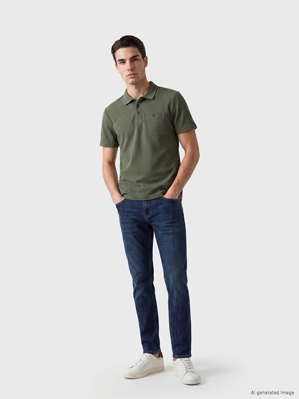 Polo Collar Textured Men's T-Shirt-1