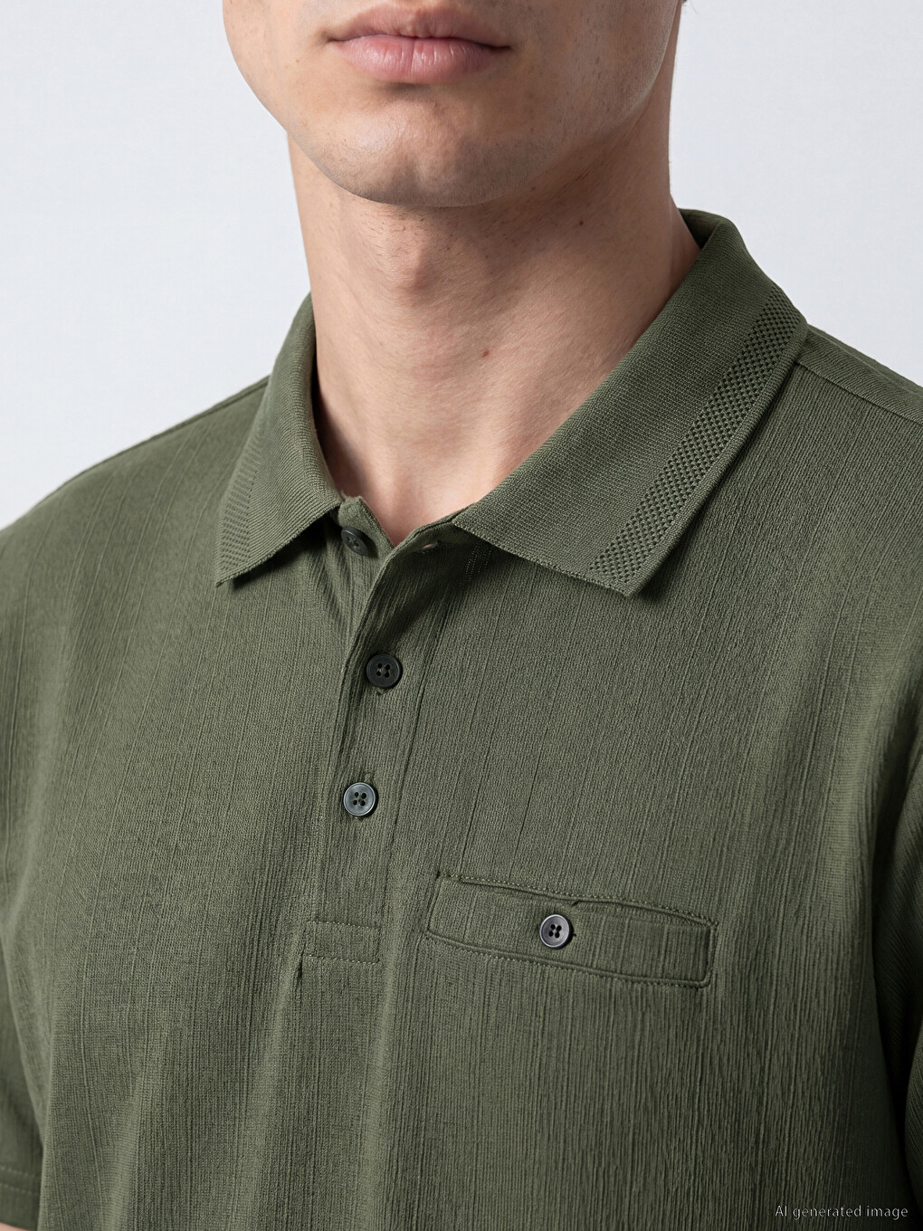 Polo Collar Textured Men's T-Shirt-2