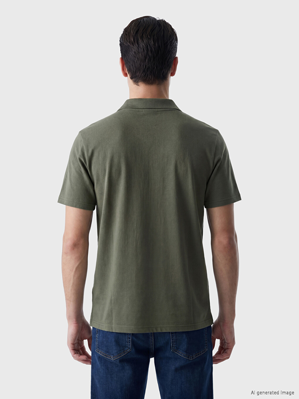 Polo Collar Textured Men's T-Shirt-3