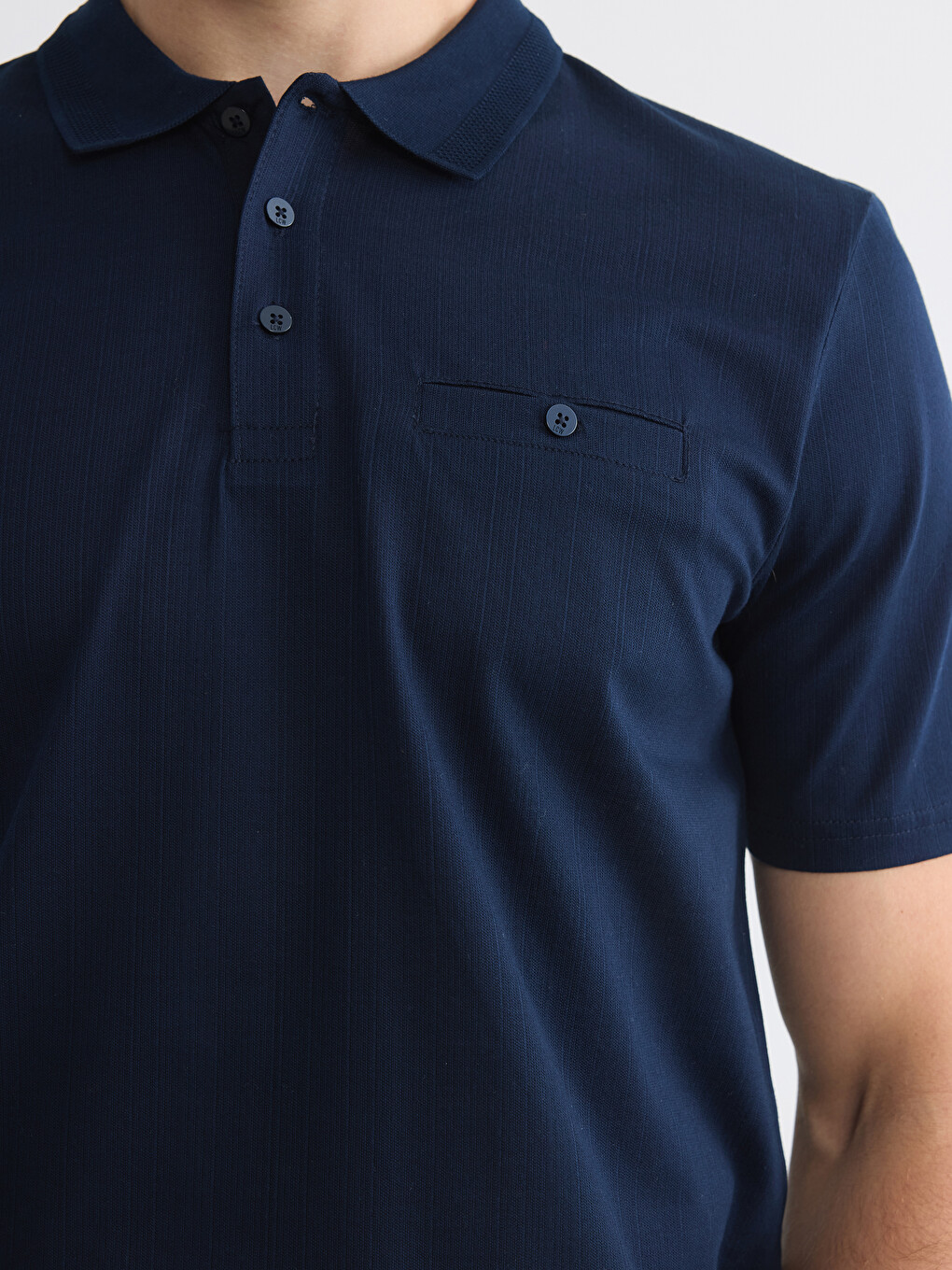 Polo Collar Textured Men's T-Shirt-4