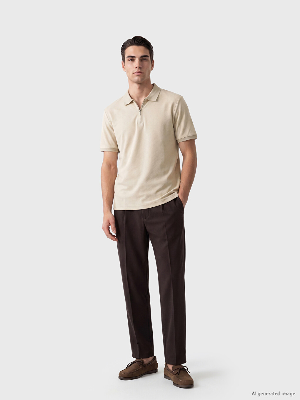 Polo Collar Textured Men's T-Shirt-1