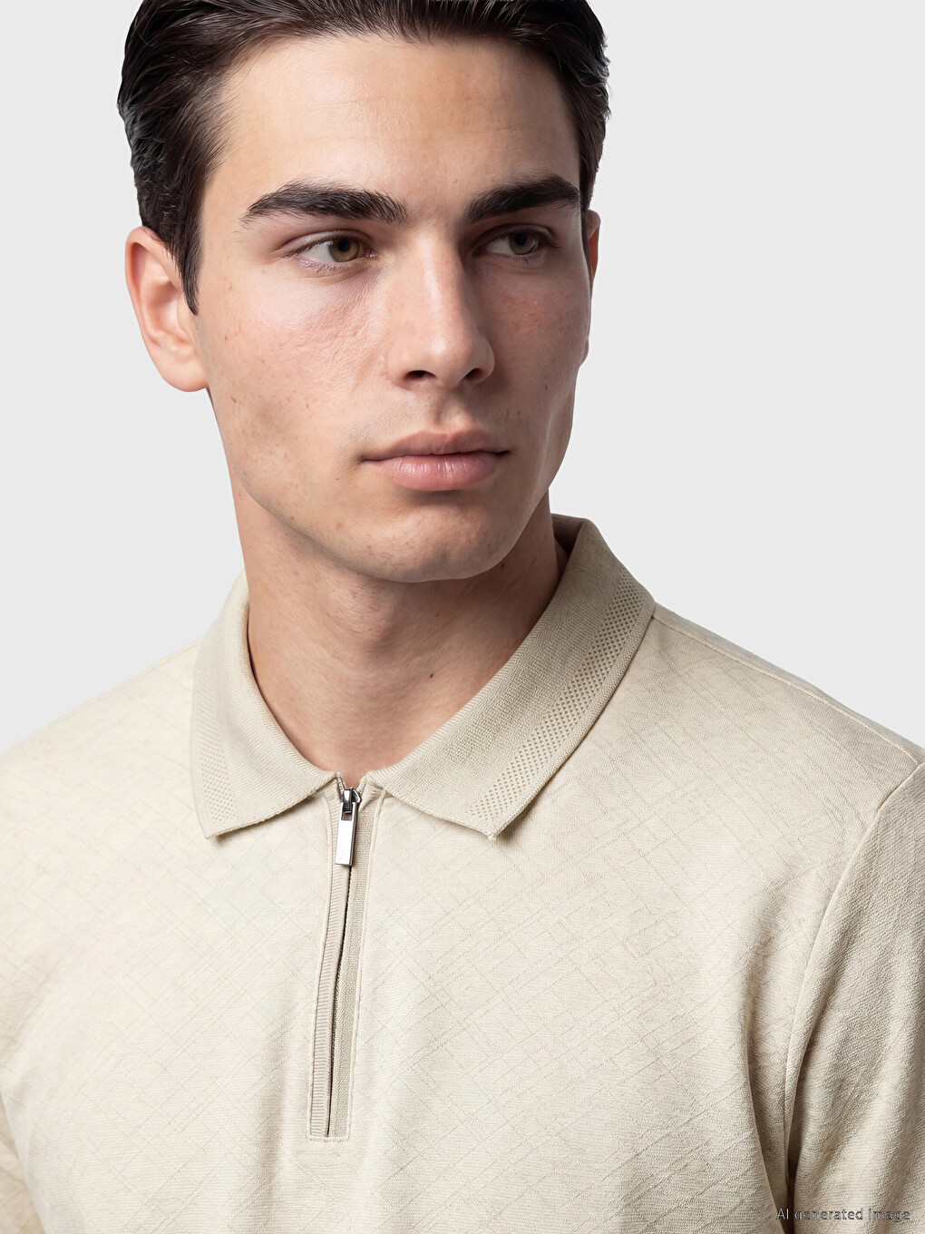 Polo Collar Textured Men's T-Shirt-2