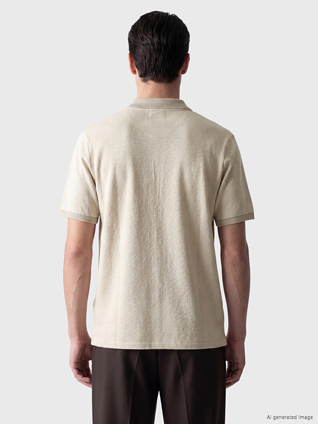 Polo Collar Textured Men's T-Shirt-3