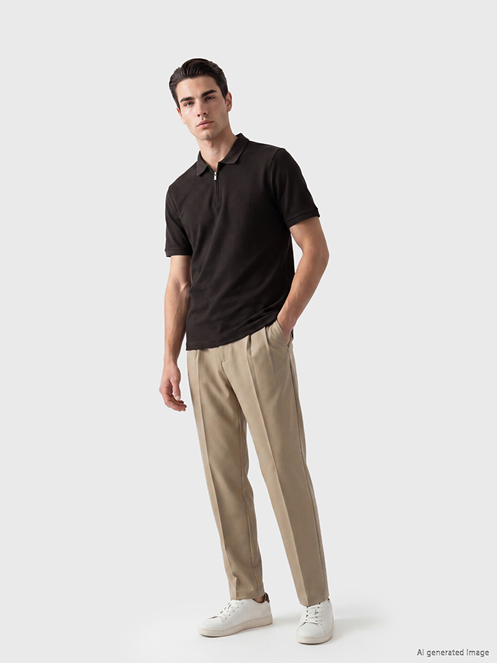 Polo Collar Textured Men's T-Shirt-1