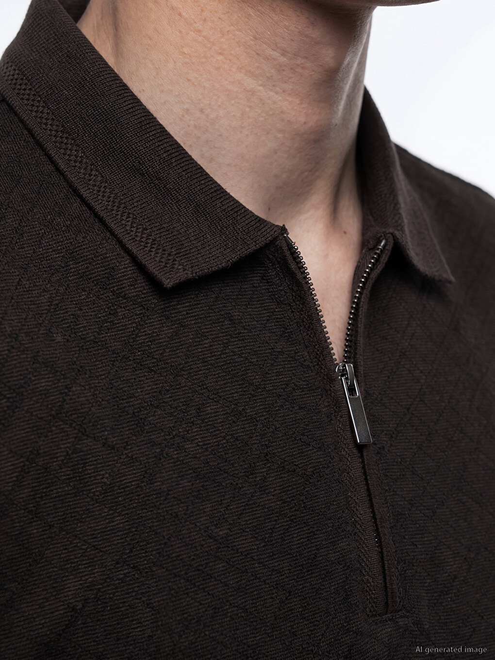Polo Collar Textured Men's T-Shirt-2