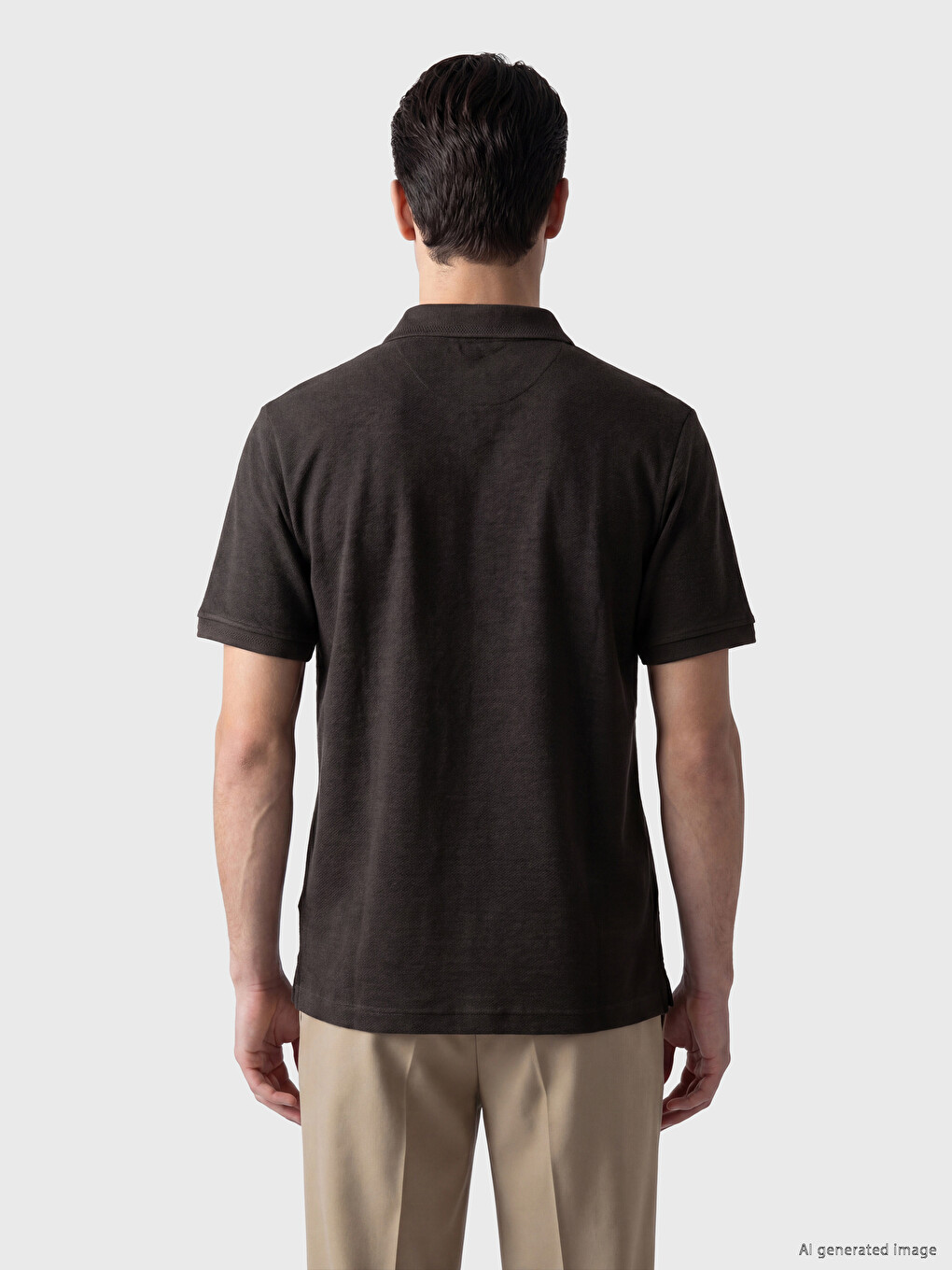 Polo Collar Textured Men's T-Shirt-3