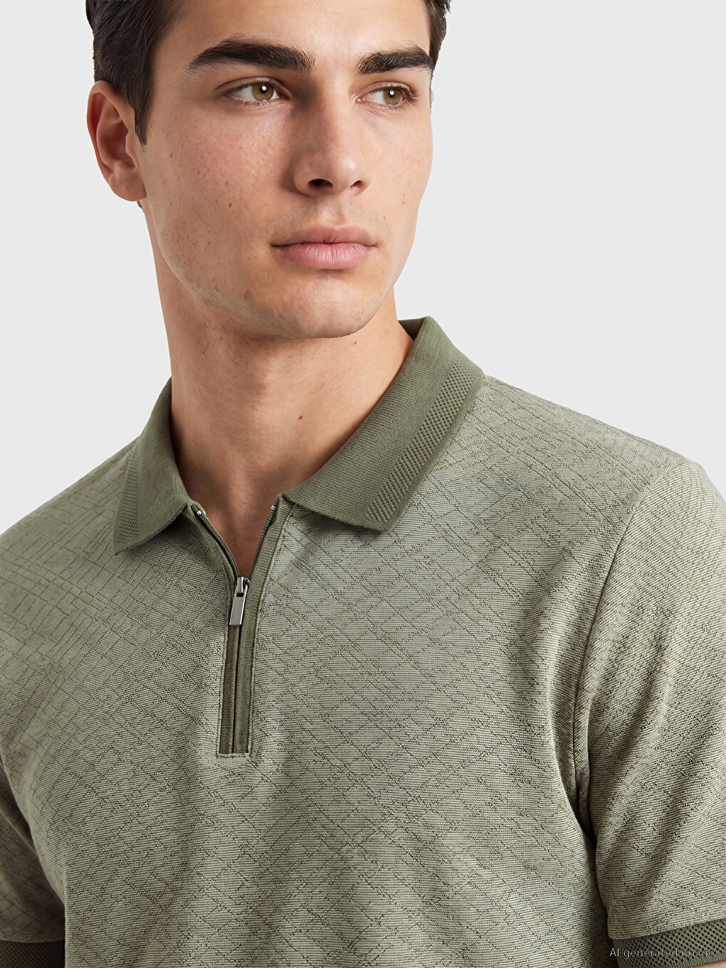 Polo Collar Textured Men's T-Shirt-2