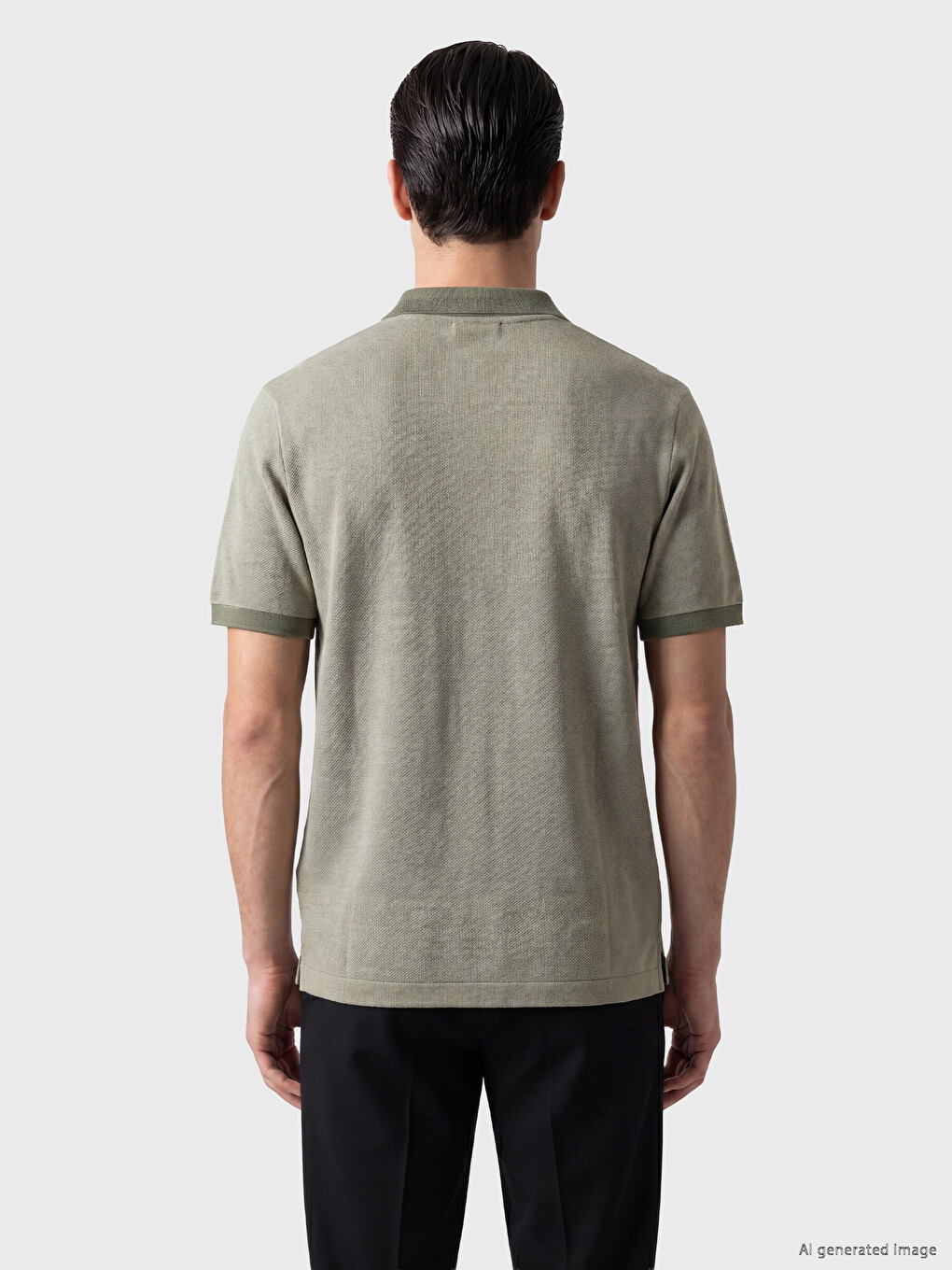 Polo Collar Textured Men's T-Shirt-3