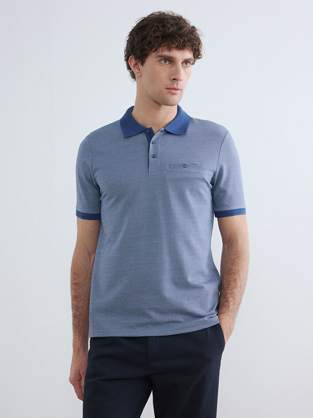 Lacivert Polo Yaka Erkek Tişört
