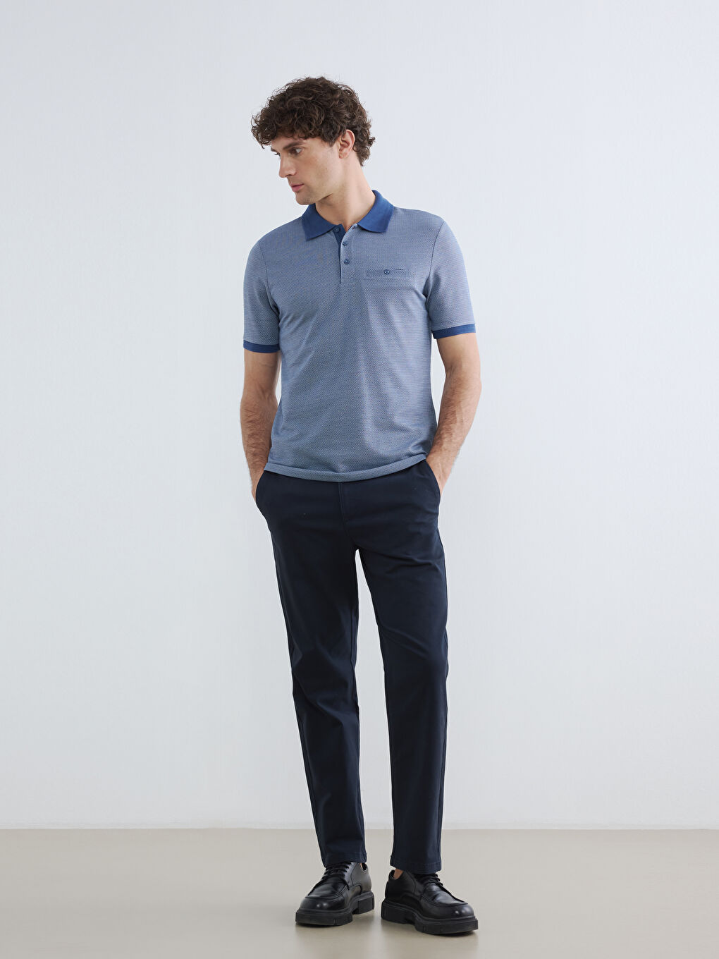 Lacivert Polo Yaka Erkek Tişört-1