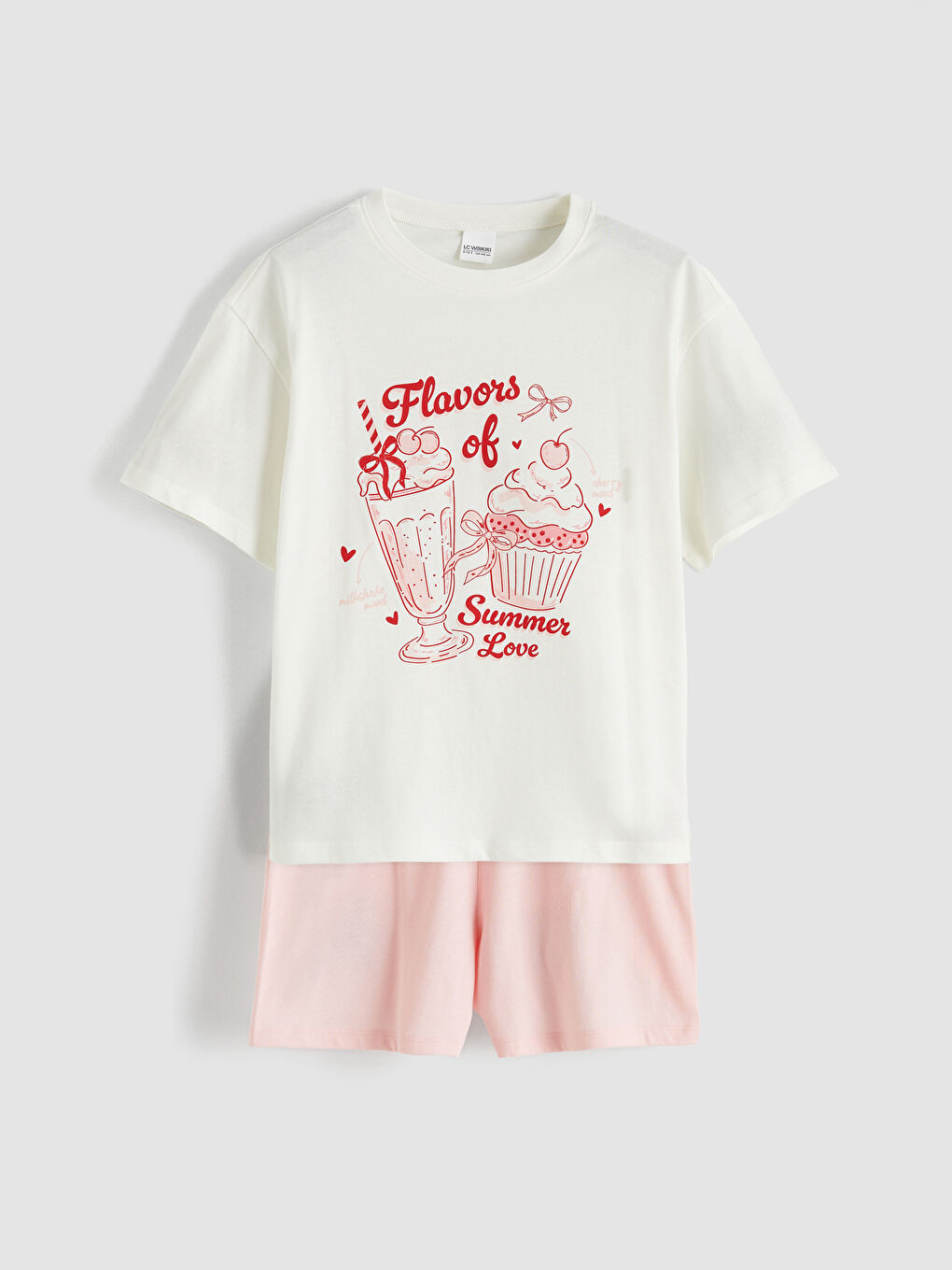 SVETLO BEŽ Kratka pidžama komplet Devojka