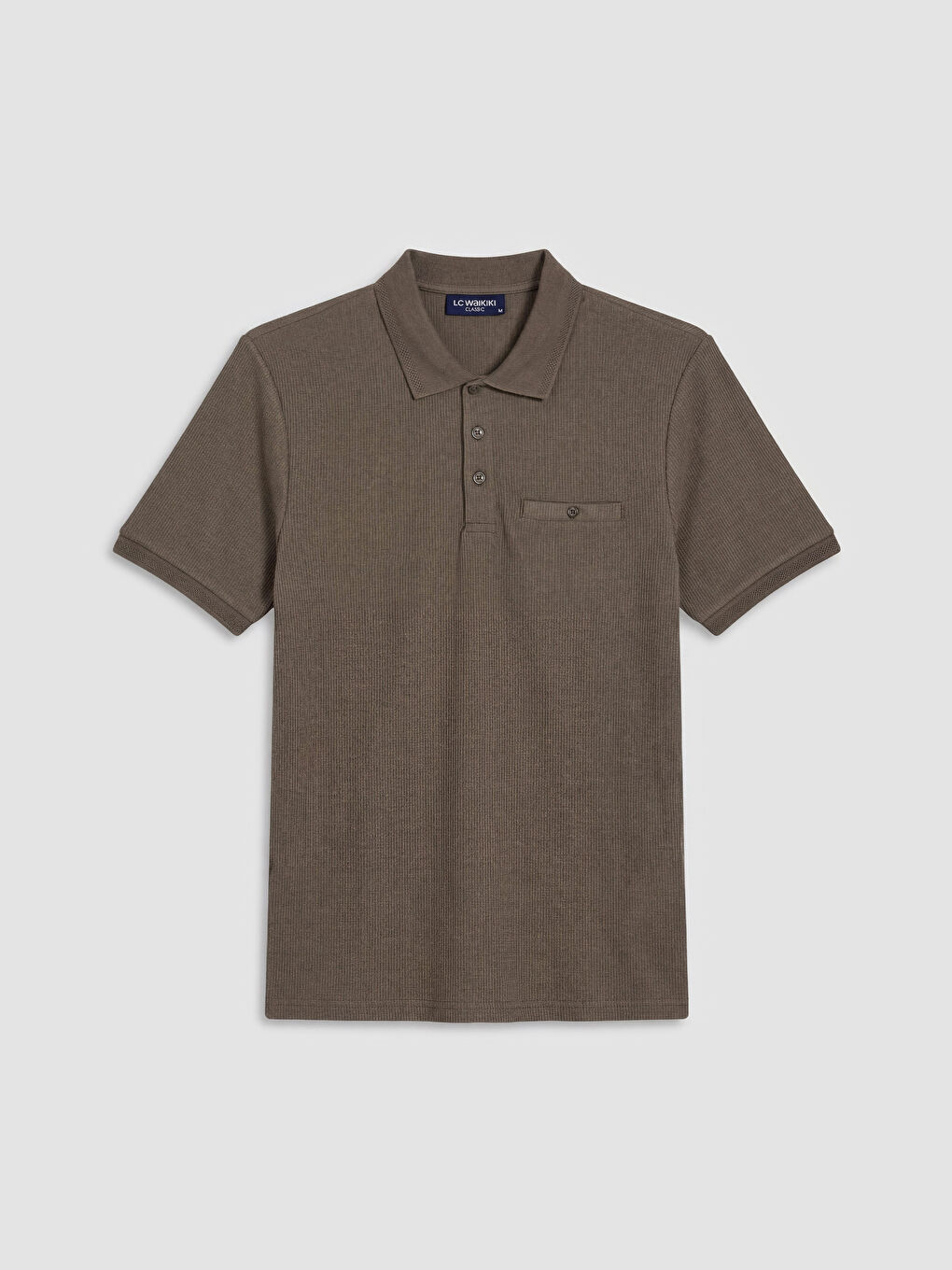 Kahverengi Polo Yaka Dokulu Erkek Tişört