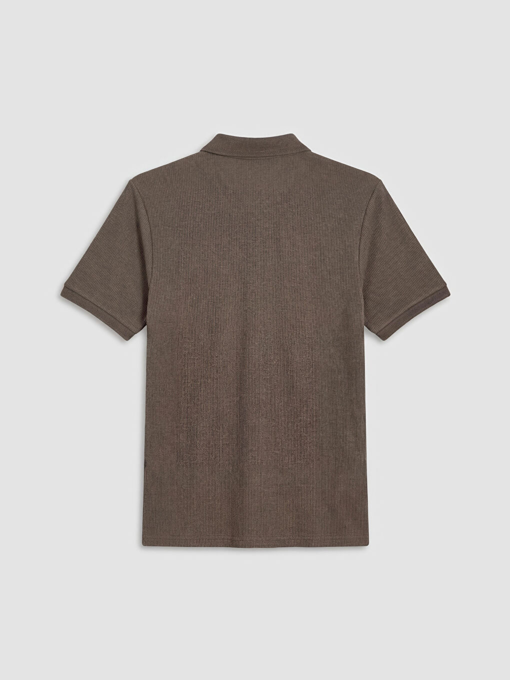 Kahverengi Polo Yaka Dokulu Erkek Tişört-1