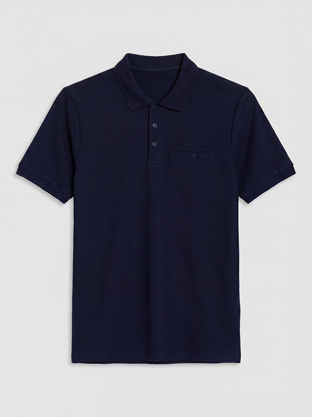 Lacivert Polo Yaka Dokulu Erkek Tişört