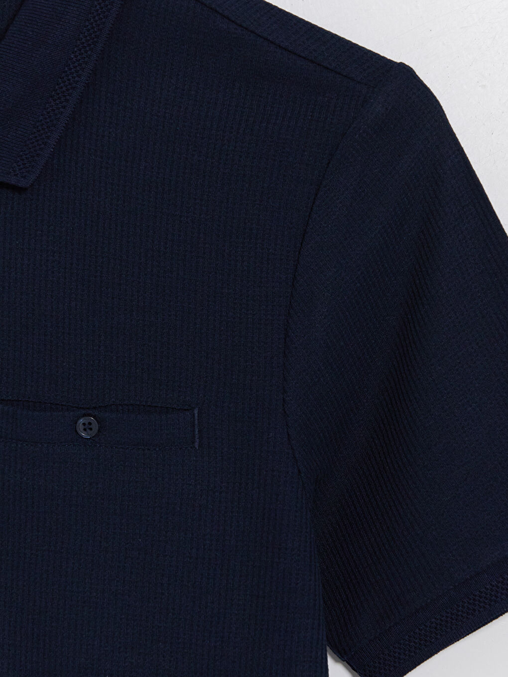 Lacivert Polo Yaka Dokulu Erkek Tişört-2