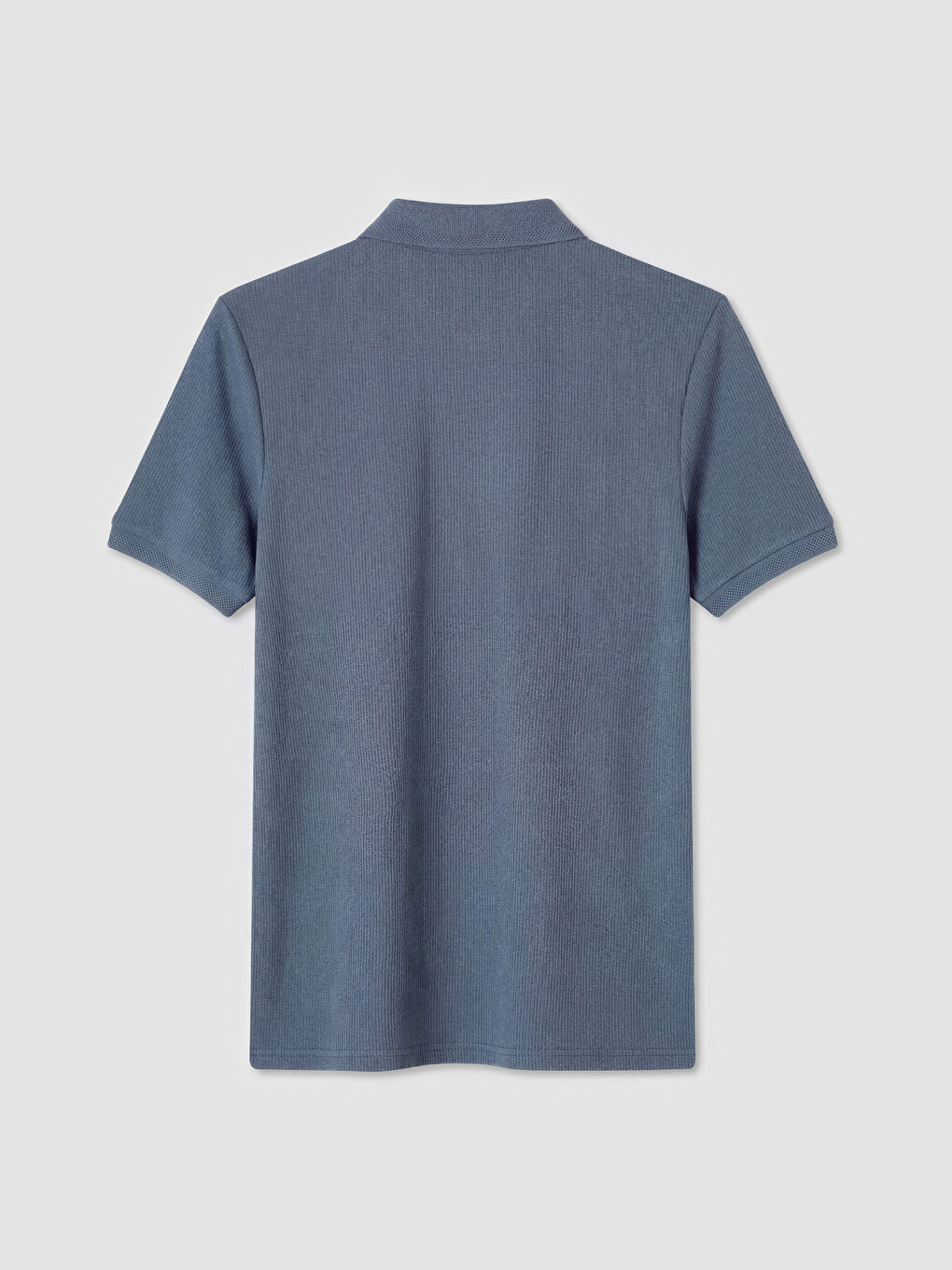 İndigo Polo Yaka Dokulu Erkek Tişört-1